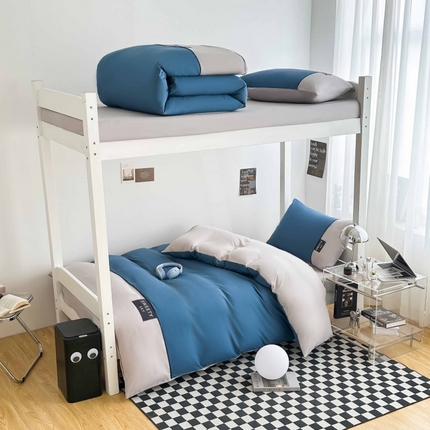 91家纺网 家纺一手货源 找家纺 （总）麦空家居 2025新款学生季亲肤水洗棉刺绣四件套学生三件套-曲奇