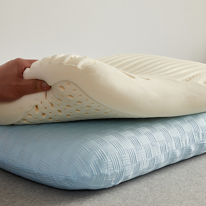 91家纺网 家纺一手货源 找家纺 沃兰国际 2024新款华夫格乳胶蛋糕枕枕头枕芯60*38*11 秋波蓝