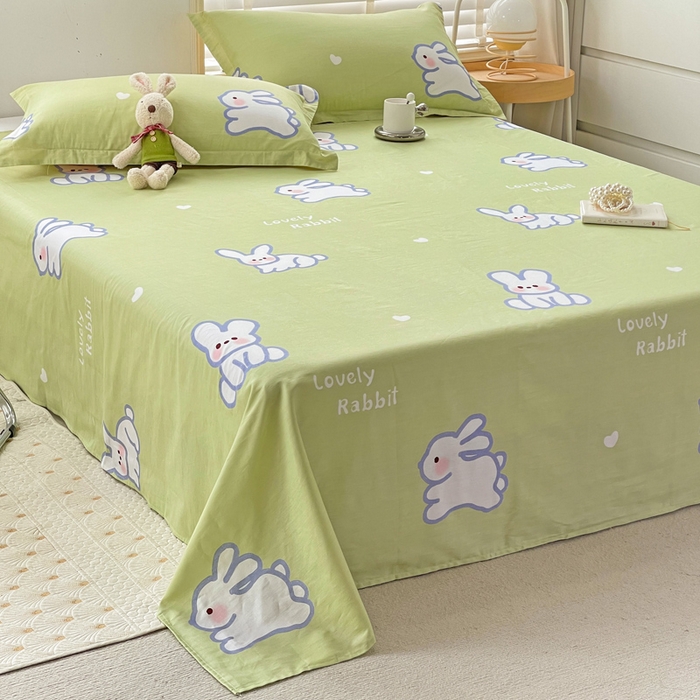 91家纺网 家纺一手货源 找家纺 恩泽 2024新款ins风全棉单品床单萌萌兔