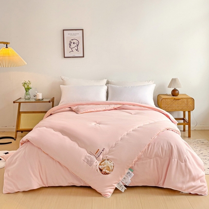 思雅庭 2024新款亲肤棉蚕蛹蛋白子母被 粉色