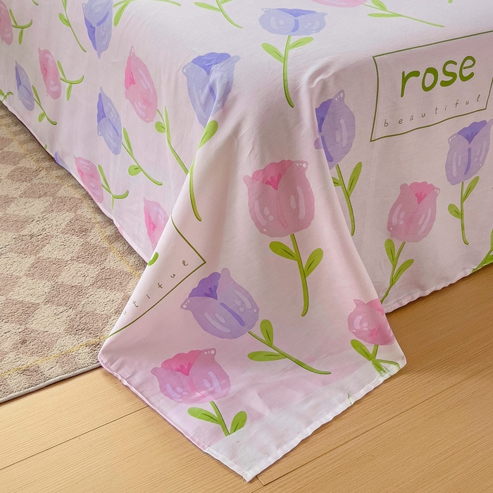 91家纺网 家纺一手货源 找家纺 恩泽 2024新款ins风全棉单品床单玫瑰佳人