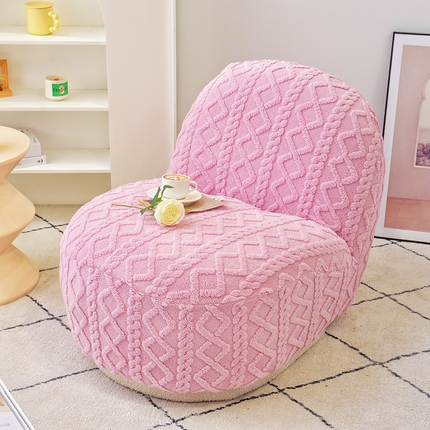 91家纺网 家纺一手货源 找家纺 启博家纺 2024新款白胖子雪梨椅提花绒沙发套 桃粉