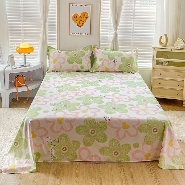 91家纺网 家纺一手货源 找家纺 恩泽 2024新款ins风全棉单品床单花语嫣然