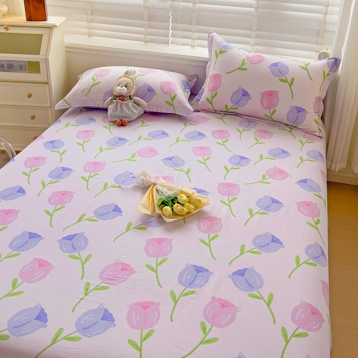 91家纺网 家纺一手货源 找家纺 恩泽 2024新款ins风全棉单品床单玫瑰佳人