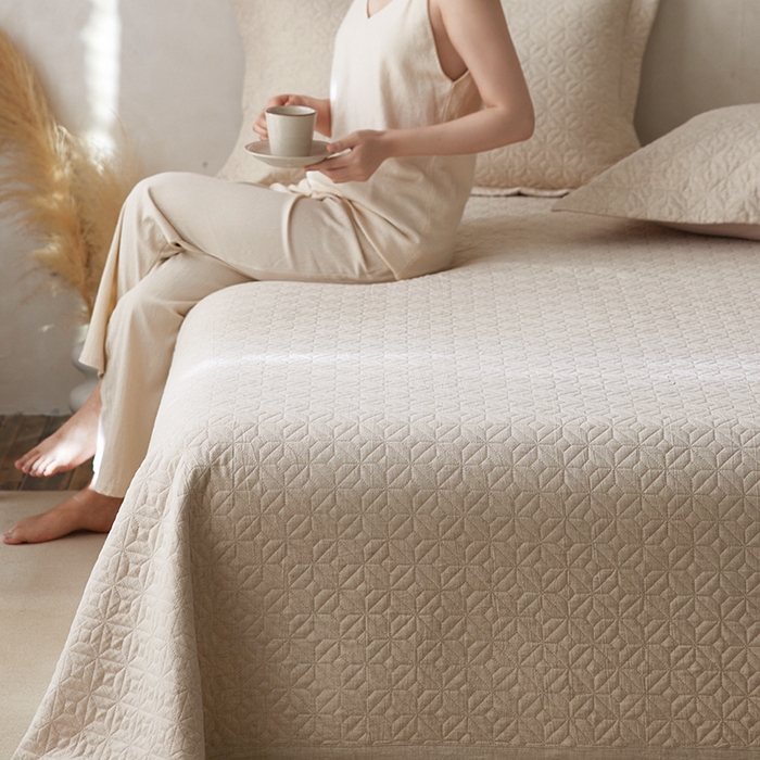 91家纺网 家纺一手货源 找家纺 （总）2024新款天丝麻床盖三件套