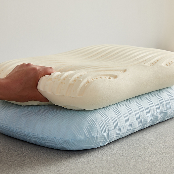 91家纺网 家纺一手货源 找家纺 沃兰国际 2024新款华夫格乳胶蛋糕枕枕头枕芯60*38*11 秋波蓝