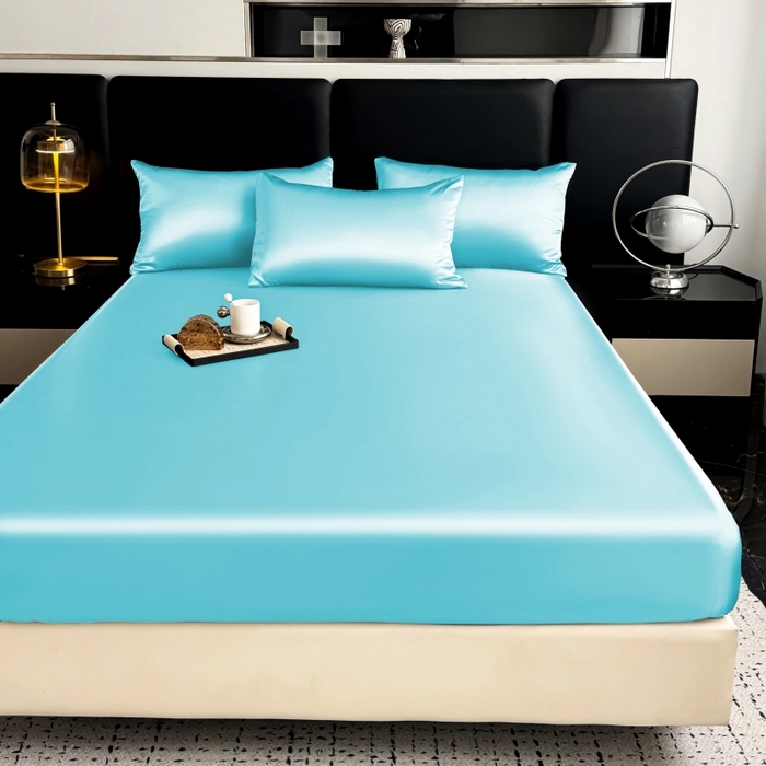 91家纺网 家纺一手货源 找家纺 2024新款轻奢风水洗冰丝床笠 静谧兰