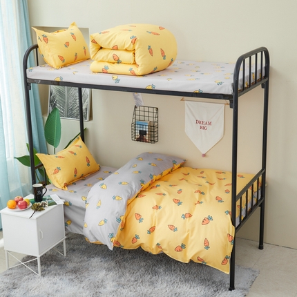 91家纺网 家纺一手货源 找家纺 （总）卡斯诺家纺馆 2025新款亲肤芦荟棉印花学生宿舍上下铺三件套四件套