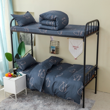 91家纺网 家纺一手货源 找家纺 （总）卡斯诺家纺馆 2025新款亲肤芦荟棉印花学生宿舍上下铺三件套四件套