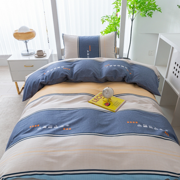 91家纺网 家纺一手货源 找家纺 简冠家纺 2025新款全棉学生宿舍三四件套 极光-蓝