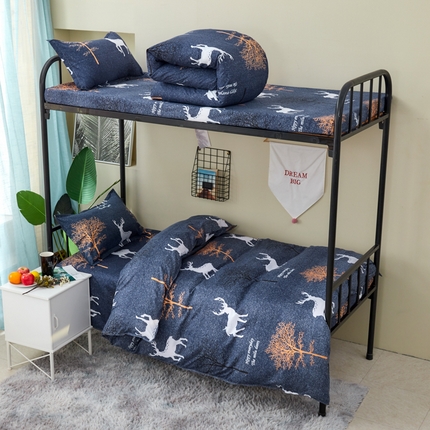 91家纺网 家纺一手货源 找家纺 （总）卡斯诺家纺馆 2025新款亲肤芦荟棉印花学生宿舍上下铺三件套四件套