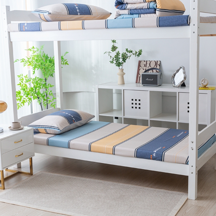 91家纺网 家纺一手货源 找家纺 简冠家纺 2025新款全棉学生宿舍三四件套 极光-蓝