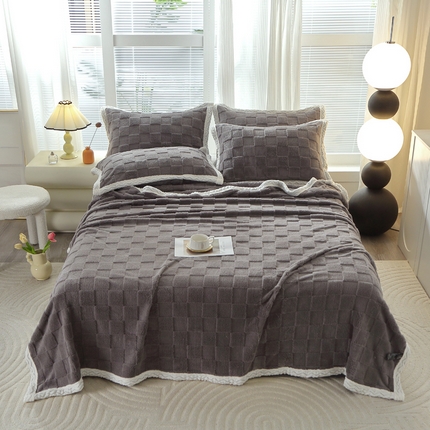 芸锦豪 2024新款意大利面包格毛毯-包边款 面包格包边款-深灰