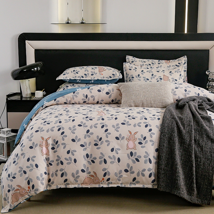 91家纺网 家纺一手货源 找家纺 梦卓家纺 2025新款直播加厚植物羊绒四件套高克重磨毛跨境四件套 大量现货花园兔