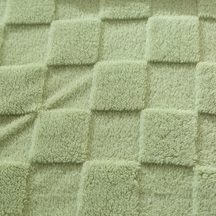 91家纺网 家纺一手货源 找家纺 芸锦豪 2024新款意大利面包格毛毯-包边款 面包格包边款-抹茶绿