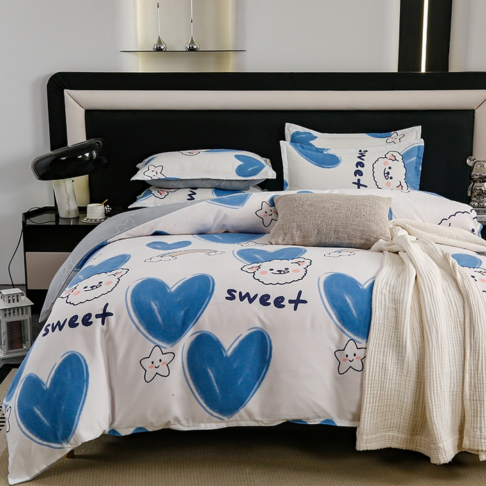 91家纺网 家纺一手货源 找家纺 梦卓家纺 2025新款直播加厚植物羊绒四件套高克重磨毛跨境四件套 大量现货爱心兔