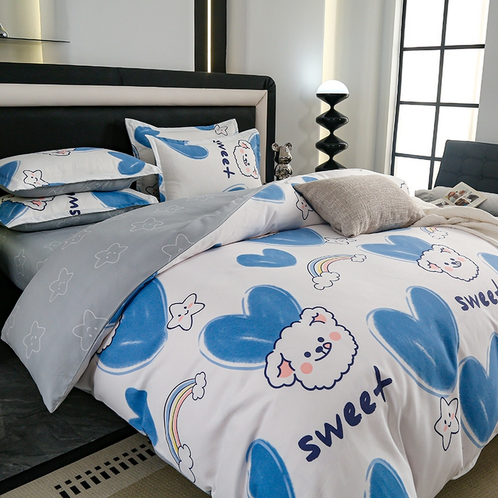 91家纺网 家纺一手货源 找家纺 梦卓家纺 2025新款直播加厚植物羊绒四件套高克重磨毛跨境四件套 大量现货爱心兔