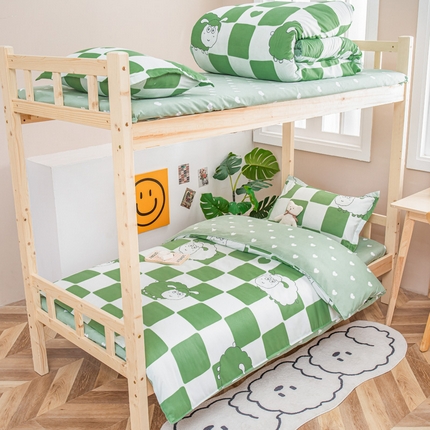 91家纺网 家纺一手货源 找家纺 （总）卡斯诺家纺馆 2025新款亲肤芦荟棉印花学生宿舍上下铺三件套四件套