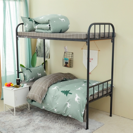 91家纺网 家纺一手货源 找家纺 （总）卡斯诺家纺馆 2025新款亲肤芦荟棉印花学生宿舍上下铺三件套四件套