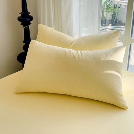 卡普二店  2024新款A类纯棉水洗棉单枕套 奶黄
