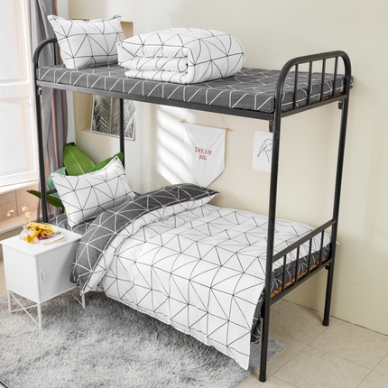 91家纺网 家纺一手货源 找家纺 （总）卡斯诺家纺馆 2025新款亲肤芦荟棉印花学生宿舍上下铺三件套四件套