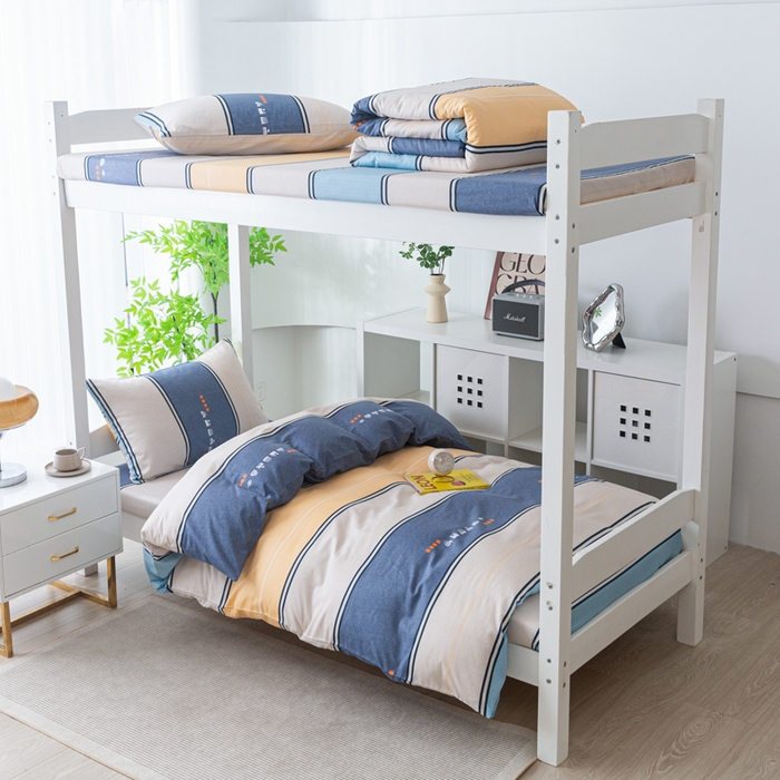 91家纺网 家纺一手货源 找家纺 简冠家纺 2025新款全棉学生宿舍三四件套 极光-蓝