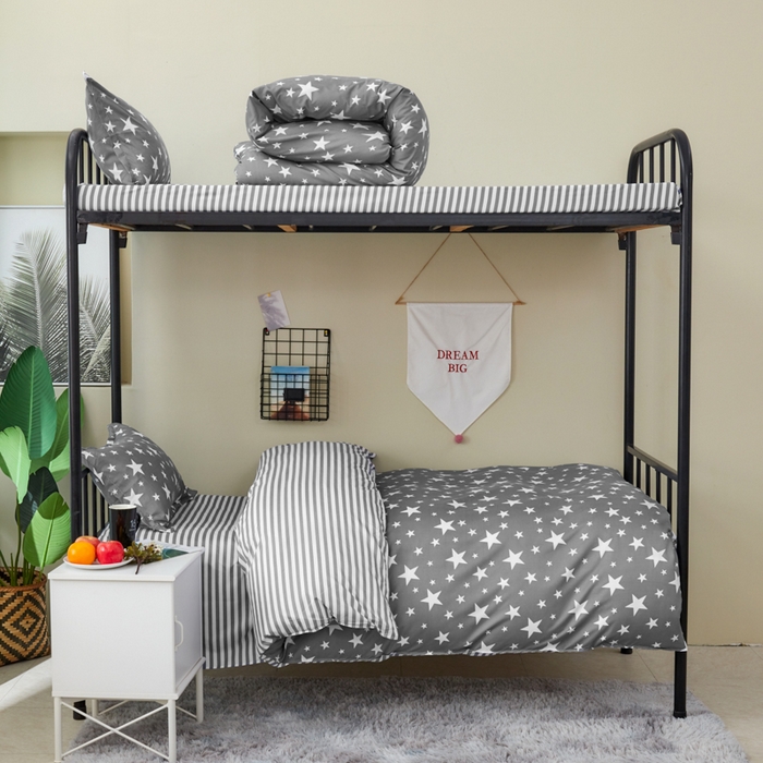 91家纺网 家纺一手货源 找家纺 卡斯诺家纺馆 2025新款亲肤芦荟棉印花学生宿舍上下铺三件套四件套 星光灿烂