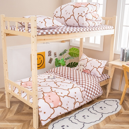 91家纺网 家纺一手货源 找家纺 （总）卡斯诺家纺馆 2025新款亲肤芦荟棉印花学生宿舍上下铺三件套四件套