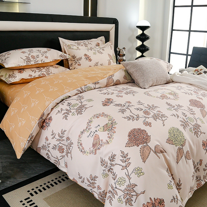 91家纺网 家纺一手货源 找家纺 梦卓家纺 2025新款直播加厚植物羊绒四件套高克重磨毛跨境四件套 大量现货春风里