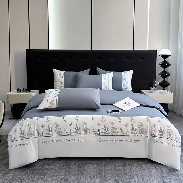 91家纺网 家纺一手货源 找家纺 2024秋冬新款高密度全棉四件套-佳期如梦 佳期如梦(海岸蓝)