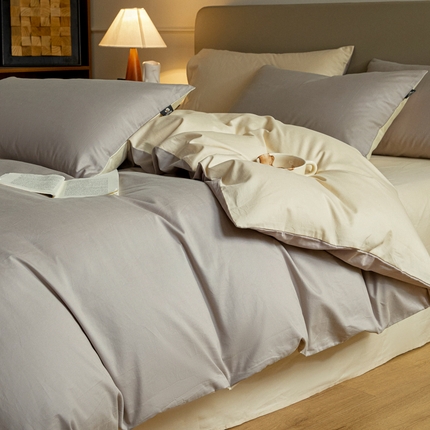 91家纺网 家纺一手货源 找家纺 优棉坊全棉馆 2024新款长绒棉全棉磨毛四件套-木果系列 木果-苏木灰+肤色