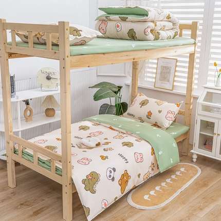 91家纺网 家纺一手货源 找家纺 （总）卡斯诺家纺馆 2025新款亲肤芦荟棉印花学生宿舍上下铺三件套四件套