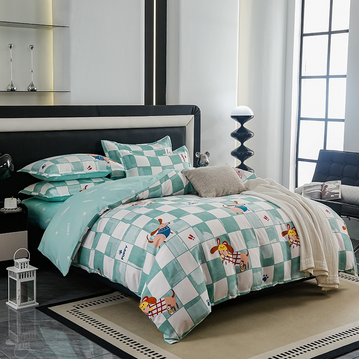 91家纺网 家纺一手货源 找家纺 梦卓家纺 2025新款直播加厚植物羊绒四件套高克重磨毛跨境四件套 大量现货欢乐小狗