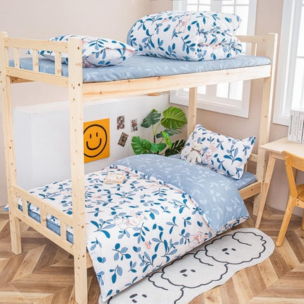 91家纺网 家纺一手货源 找家纺 （总）卡斯诺家纺馆 2025新款亲肤芦荟棉印花学生宿舍上下铺三件套四件套