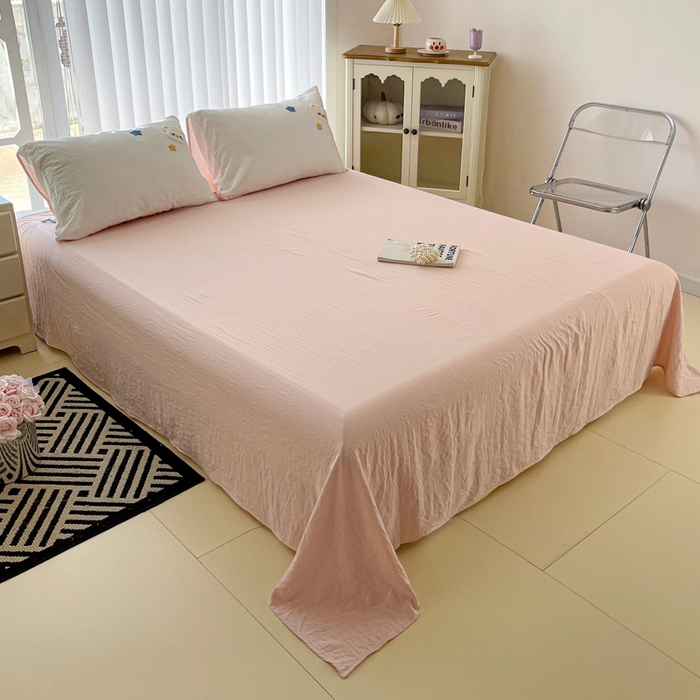 91家纺网 家纺一手货源 找家纺 韩巢家纺 2024新款四季通用超柔水洗棉毛巾绣四件套-幸运熊系列（提供精美卖家秀） 幸运熊奶白浅粉