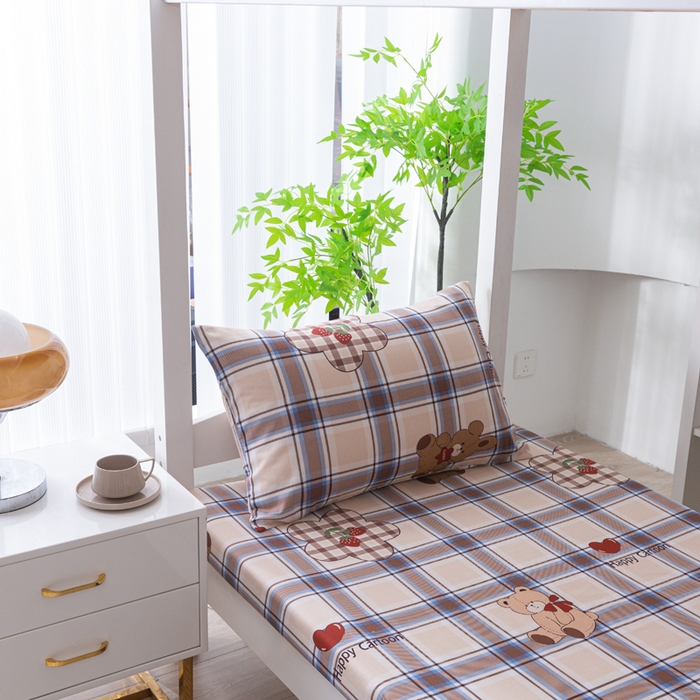 91家纺网 家纺一手货源 找家纺 简冠家纺 2025新款全棉学生宿舍三四件套 英伦小熊-咖