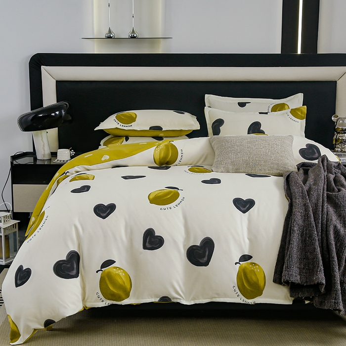 91家纺网 家纺一手货源 找家纺 梦卓家纺 2025新款直播加厚植物羊绒四件套高克重磨毛跨境四件套 大量现货爱心柠檬