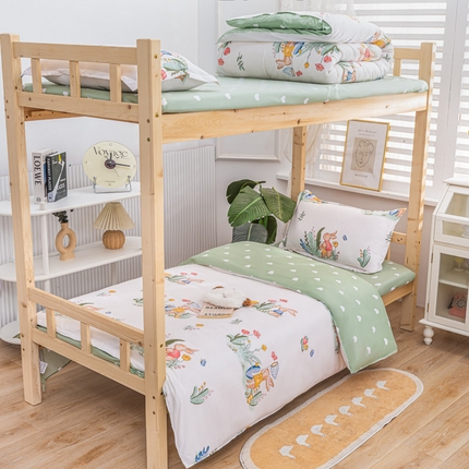 91家纺网 家纺一手货源 找家纺 （总）卡斯诺家纺馆 2025新款亲肤芦荟棉印花学生宿舍上下铺三件套四件套