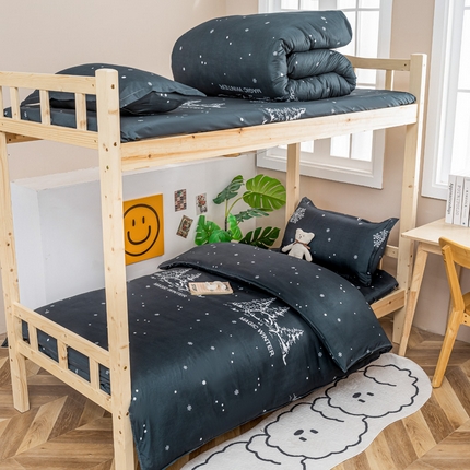 91家纺网 家纺一手货源 找家纺 （总）卡斯诺家纺馆 2025新款亲肤芦荟棉印花学生宿舍上下铺三件套四件套