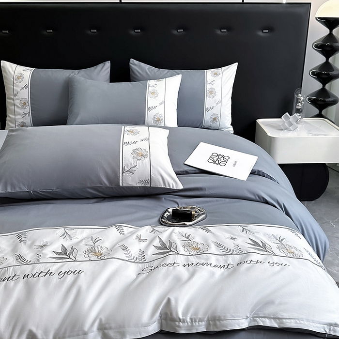 91家纺网 家纺一手货源 找家纺 2024秋冬新款高密度全棉四件套-佳期如梦 佳期如梦(海岸蓝)