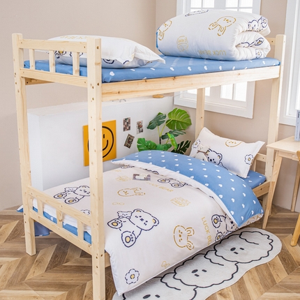 91家纺网 家纺一手货源 找家纺 （总）卡斯诺家纺馆 2025新款亲肤芦荟棉印花学生宿舍上下铺三件套四件套