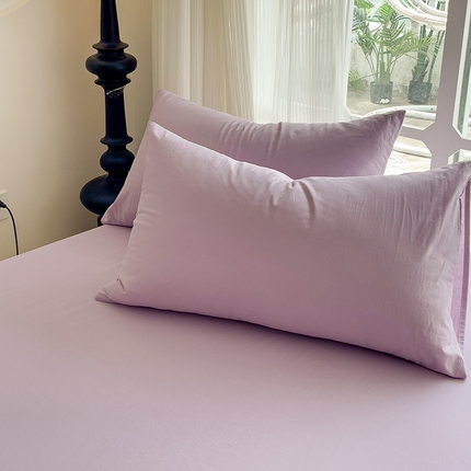 卡普二店  2024新款A类纯棉水洗棉单枕套 淡紫
