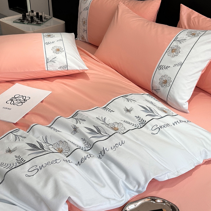 91家纺网 家纺一手货源 找家纺 2024秋冬新款高密度全棉四件套-佳期如梦 佳期如梦（粉玉)