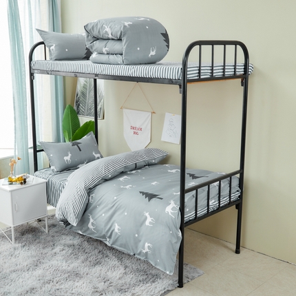 91家纺网 家纺一手货源 找家纺 （总）卡斯诺家纺馆 2025新款亲肤芦荟棉印花学生宿舍上下铺三件套四件套