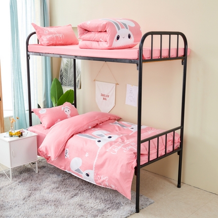 91家纺网 家纺一手货源 找家纺 （总）卡斯诺家纺馆 2025新款亲肤芦荟棉印花学生宿舍上下铺三件套四件套