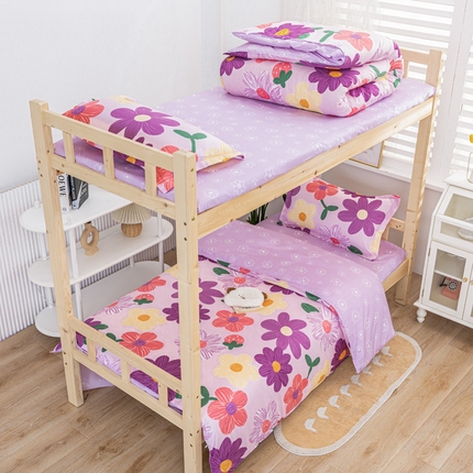 91家纺网 家纺一手货源 找家纺 （总）卡斯诺家纺馆 2025新款亲肤芦荟棉印花学生宿舍上下铺三件套四件套