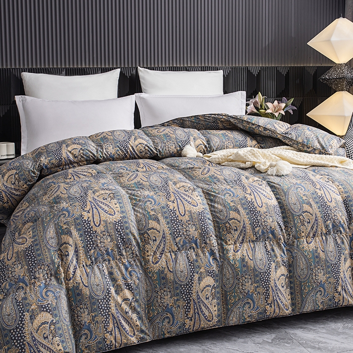 91家纺网 家纺一手货源 找家纺 泳鹅羽绒 2024新款印花鹅绒被 凡尔登