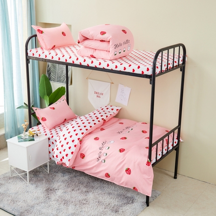 91家纺网 家纺一手货源 找家纺 （总）卡斯诺家纺馆 2025新款亲肤芦荟棉印花学生宿舍上下铺三件套四件套