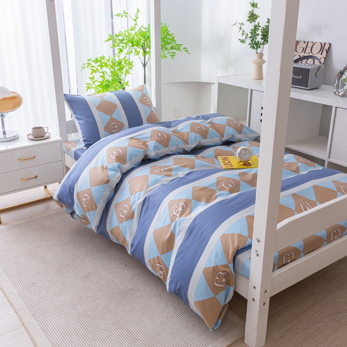 91家纺网 家纺一手货源 找家纺 简冠家纺 2025新款全棉学生宿舍三四件套 莱卡之约-兰