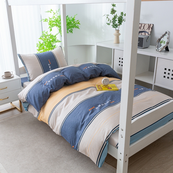 91家纺网 家纺一手货源 找家纺 简冠家纺 2025新款全棉学生宿舍三四件套 极光-蓝